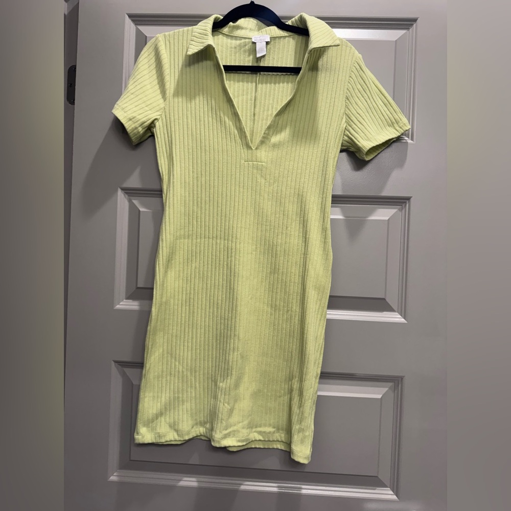 Ribbed Lime Green Mini Dress